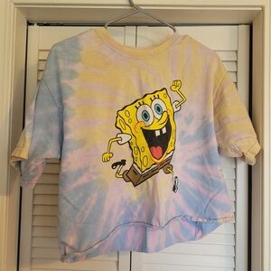 Nickelodeon SpongeBob Pastel Tie-Dye Boxy Crop Top